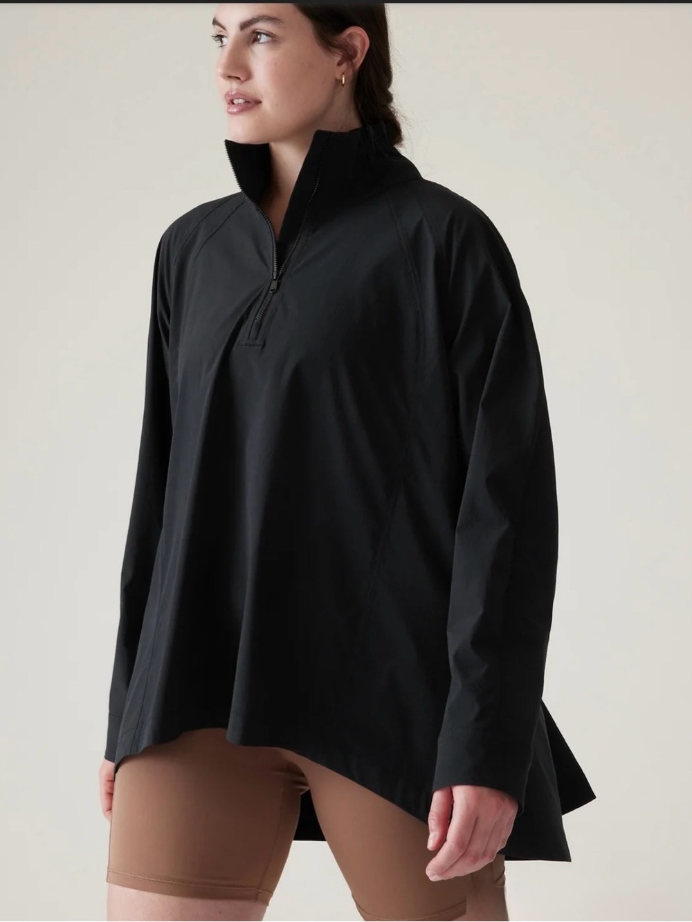 Athleta Advantage Poplin Quarter-Zip Pullover Jacket Black Size S